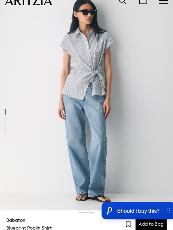 Aritzia Tops - Aritzia babaton blue print poplin shirt